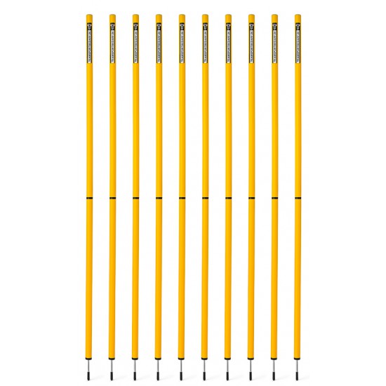 Slalom stangen 32mm - 170 cm (2-delig) - Set van 10 stuks - Geel